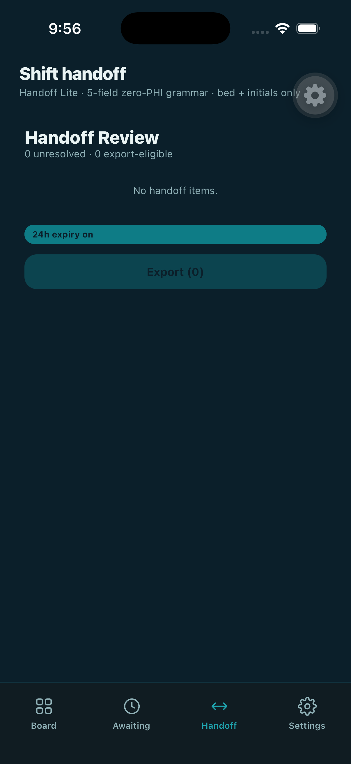 Shift handoff screen with AI summary